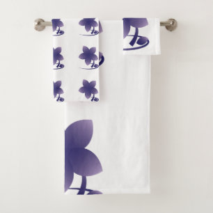 Violet flower bath towel set