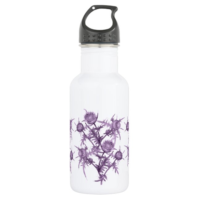 violet flower pattern 532 ml water bottle (Front)