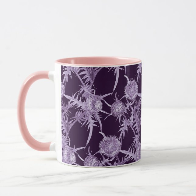 violet flower pattern mug (Left)