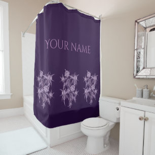 violet flower pattern shower curtain