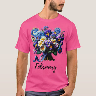 Violet Flower Shirt February Birth Month Vintage W