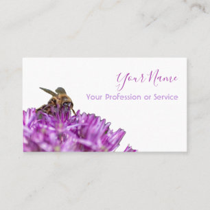 Violet flower with bee on white! business card
