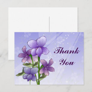 Violet flowers art print thank you postcard