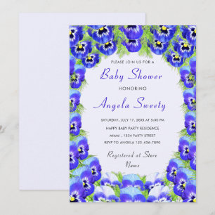 Violet Flowers Baby Shower Invitation