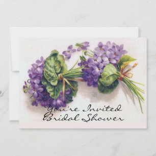Violet Flowers Bridal Shower Invitation