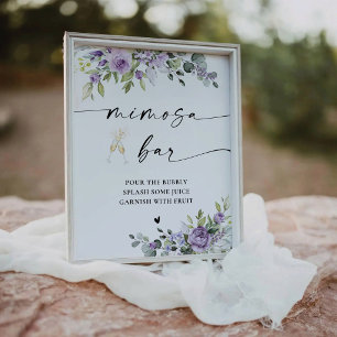  Violet Flowers Bridal Shower Mimosa Bar Sign