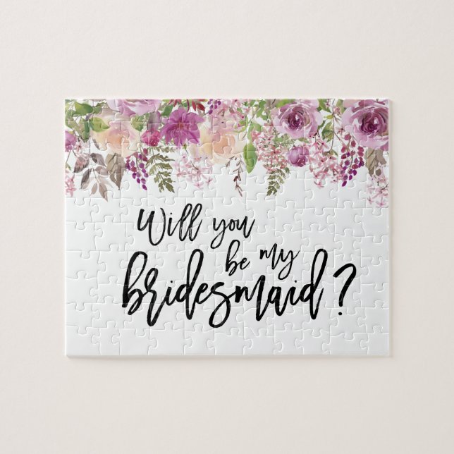 Violet Flowers | Bridesmaid Proposal Puzzle (Horizontal)