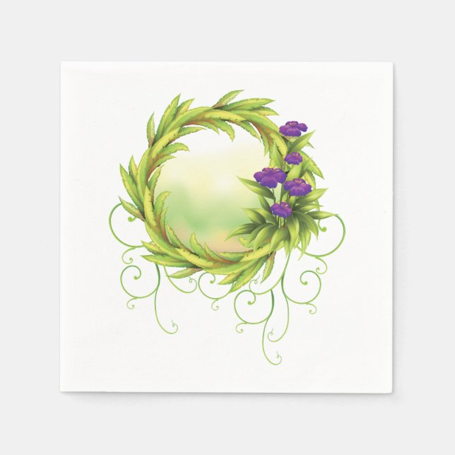 Violet Flowers Paper Napkins (Front)