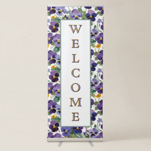 Violet Flowers Purple Floral Pretty Welcome Retractable Banner