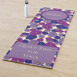 Violet flowers quiet time for yoga pattern   mat