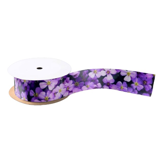 Violet Flowers Ribbon Satin Ribbon (Spool)