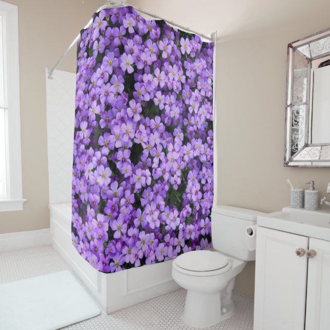 Violet Flowers Shower Curtain (In Situ)