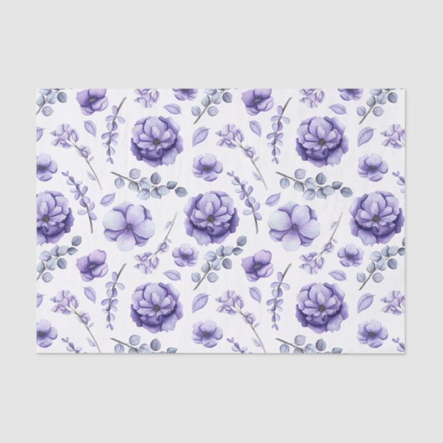 Violet Flowers Tissue Paper (Front)