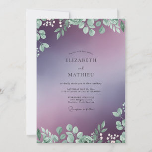Violet Foliage Eucalyptus Wedding Invitation