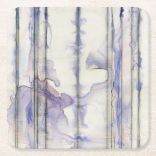 Violet Free Expression Watercolor Square Paper Coaster