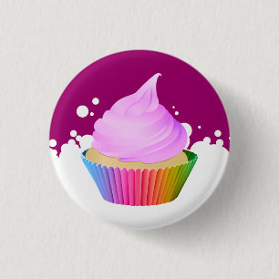 Violet Frosting Vanilla Cupcake Rainbow Baking Cup 3 Cm Round Badge