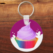 Violet Frosting Vanilla Cupcake Rainbow Baking Cup Key Ring (Front)