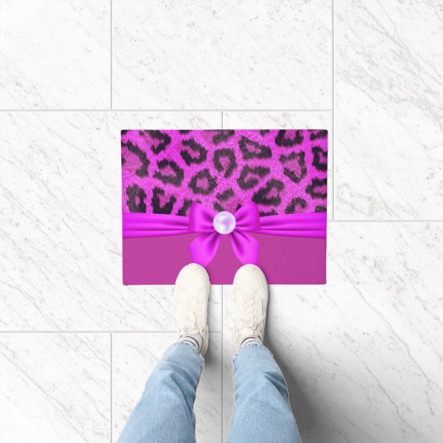 Violet Fur Leopard Print Doormat (Indoor)