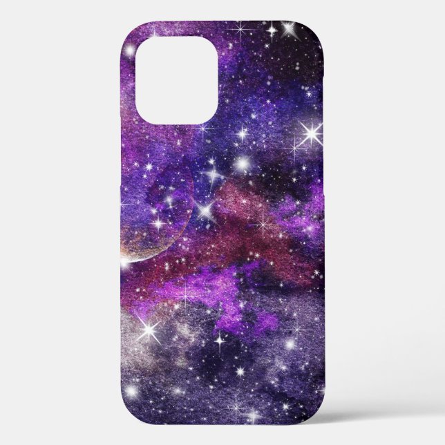 Violet Galaxy Milky Way With Planet Case-Mate iPhone Case (Back)