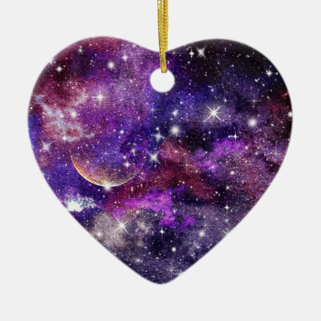 Violet Galaxy Milky Way With Planet Ceramic Tree Decoration (Front)