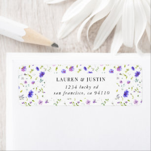 violet garden elegant floral Return Address Label