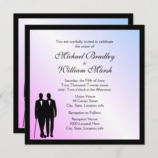 Violet  Gay Wedding Invitation (Front/Back)