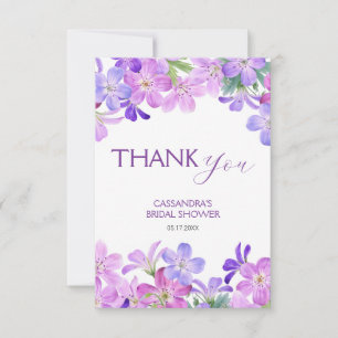 Violet Geranium Floral Bridal Shower  Thank You Card