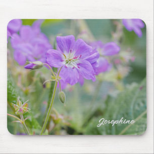 Violet Geranium Wildflower Floral Photo With Name Mouse Mat