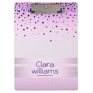 Violet Glitter Faux Sparkle Confetti Modern Clipboard