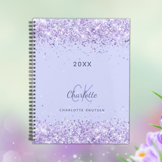 Violet glitter monogram initials script 2026 planner (Creator Uploaded)