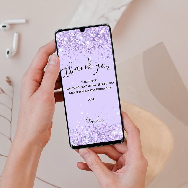 Violet glitter thank you card (Creator Uploaded)
