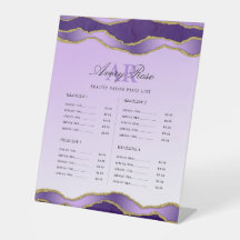 Violet & Gold Agate Beauty Salon Price List