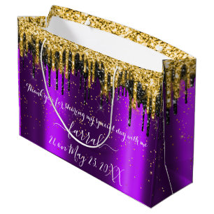 Violet Gold  Purple  Black Drips Favour Large Gift Bag