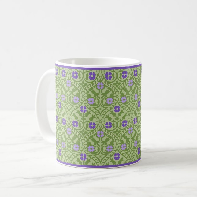 Violet Gothic Revival Floral Coffee Mug (Front Left)