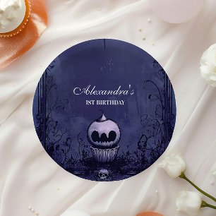 Violet Gothic Spooky ONE Birthday Paper Plate