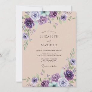 Violet Graceful Botanical Wedding Invitation
