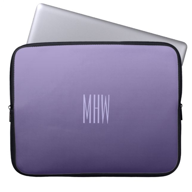 Violet Gradient custom monogram laptop sleeve (Front)