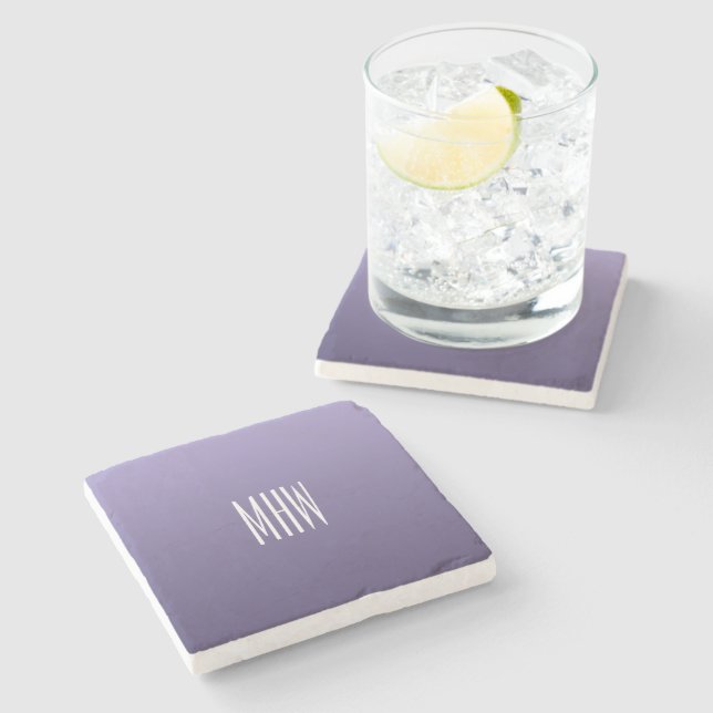 Violet Gradient custom monogram stone coasters (Side)