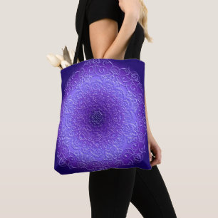 Violet gradient mandala tote bag