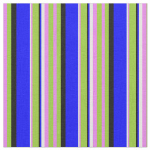 Violet, Green, Black, Blue & White Coloured Lines Fabric