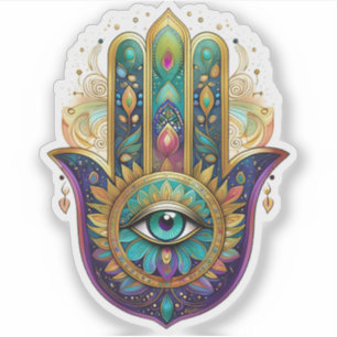 Violet Green Gold Petals Hamsa Turquoise Third Eye