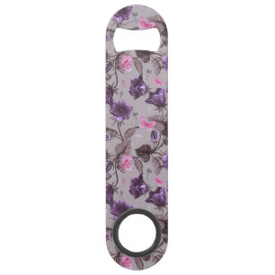 violet hand bells and pink butterflies pattern