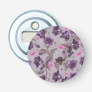 violet hand bells and pink butterflies pattern bottle opener