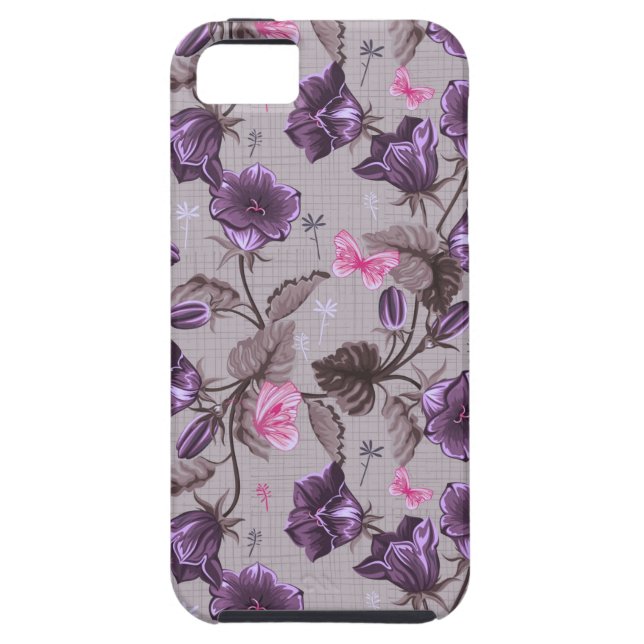 violet hand bells and pink butterflies pattern Case-Mate iPhone case (Back)