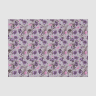 violet hand bells and pink butterflies pattern tissue paper