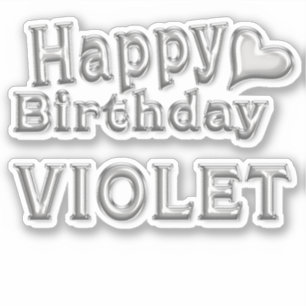 Violet Happy Birthday silver sticker sticker