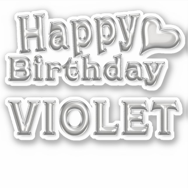 Violet Happy Birthday silver sticker sticker (Front)