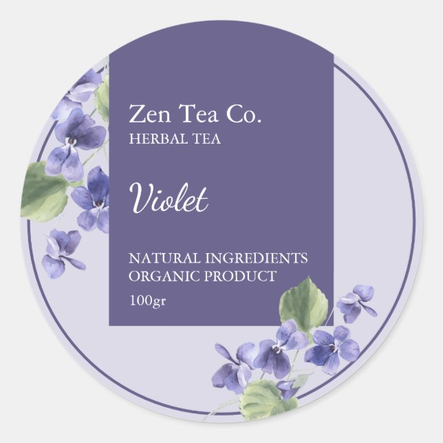 Violet Herbal Tea Business Label (Front)
