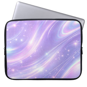 Violet holographic patterns AI art Laptop Sleeve