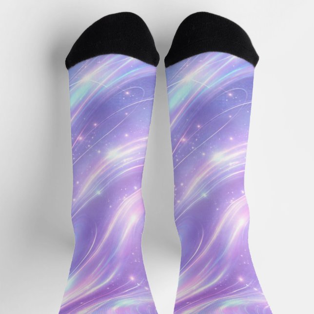 Violet holographic patterns AI art  Socks (Top)